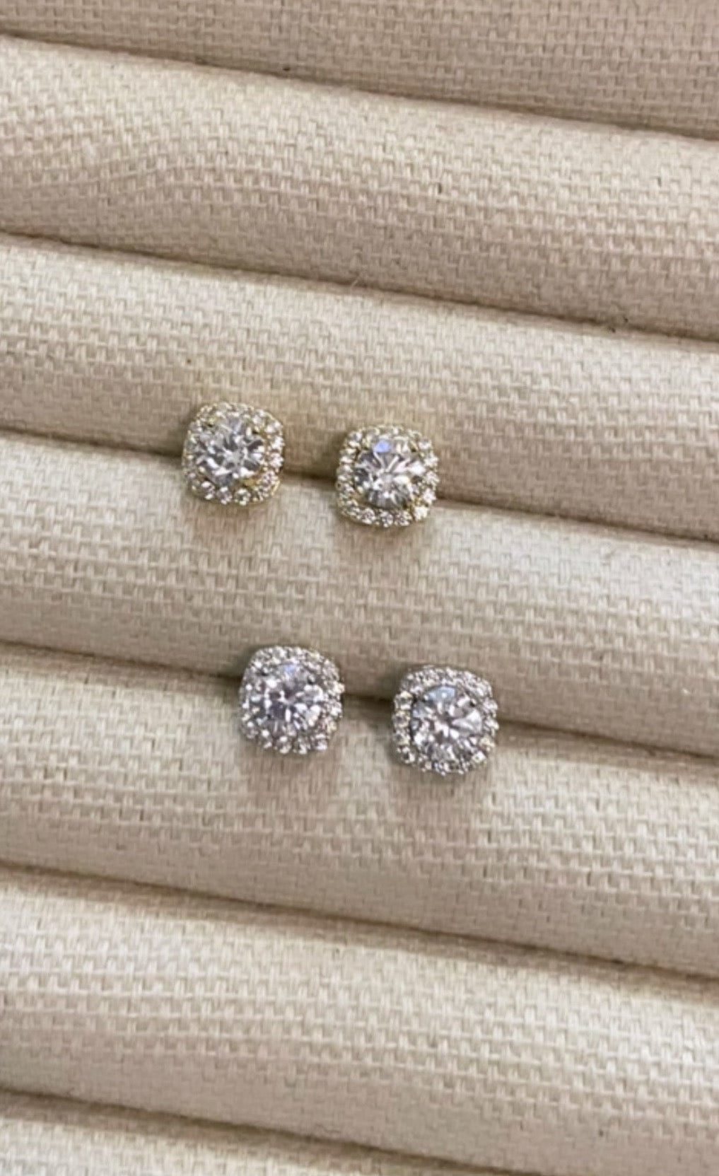 Cubic Zirconia Square Halo Studs