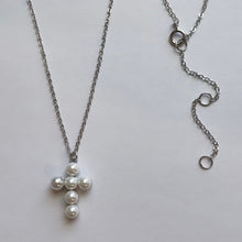 Load image into Gallery viewer, Pearl Cross Necklace