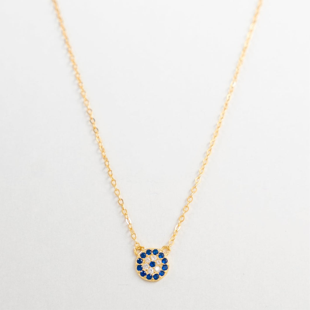 Gold Round Evil Eye Necklace