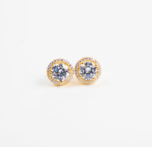 Load image into Gallery viewer, Cubic Zirconia Halo Studs