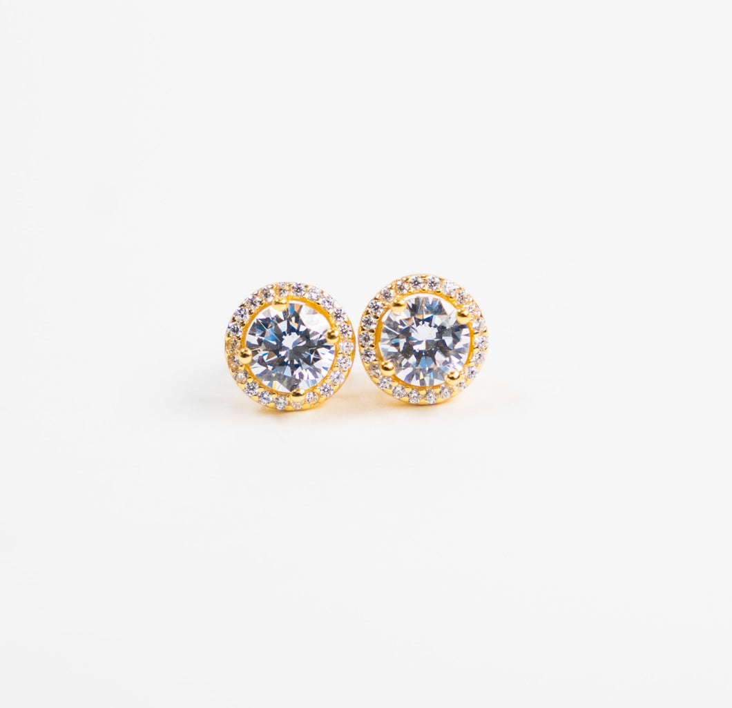 Cubic Zirconia Halo Studs