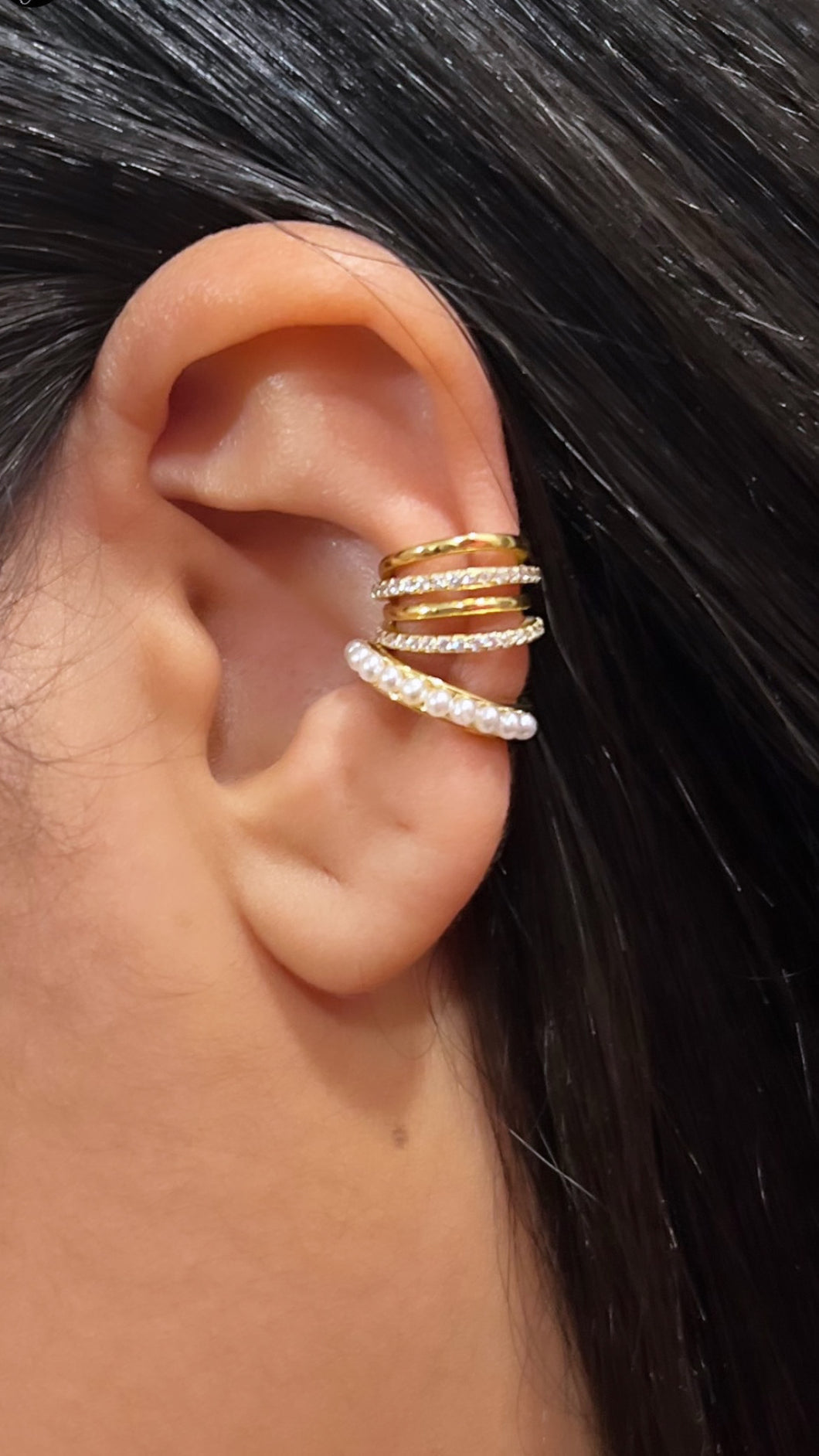 Zirconia Gold Hoop Cuff